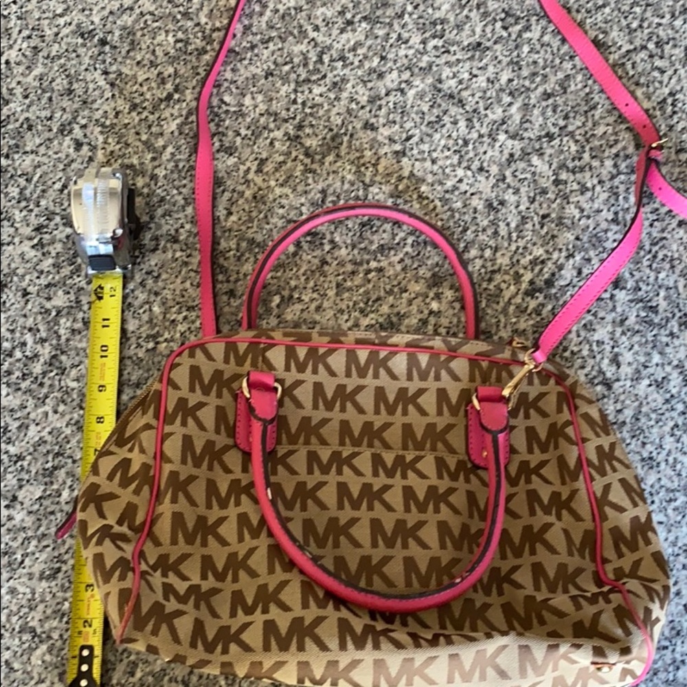 Michael Kors pink, tan and brown purse - Picture 2 of 9